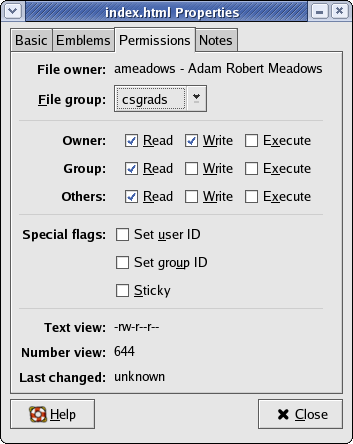 HTML Permissions